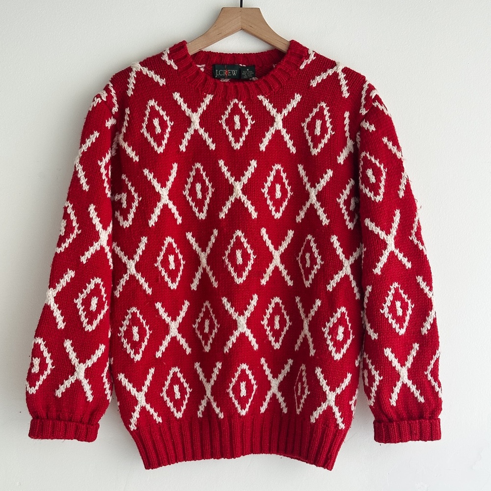 J. Crew Vintage 90s oarsman wool Nordic Crewneck Sweater Size Small